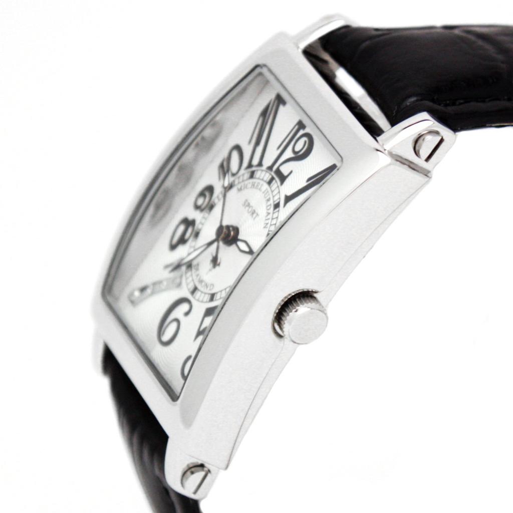 Michel Jurdain Branco x [Michel Jourdain] Relógio, Esportivo, Diamante, Couro, Feminino, Preto, SL-3000-7, Feminino