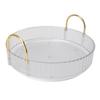 Round Storage Tray 360 Degree Rotating Waterproof Clear Desktop   Display Tray with Dual Handles for Bedroom Bathroom