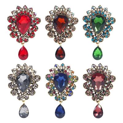 Shawl Luxury Crystal Dress For Women Big Water Drop Brooch Pins Fashion Accessories Jewelry Corsage