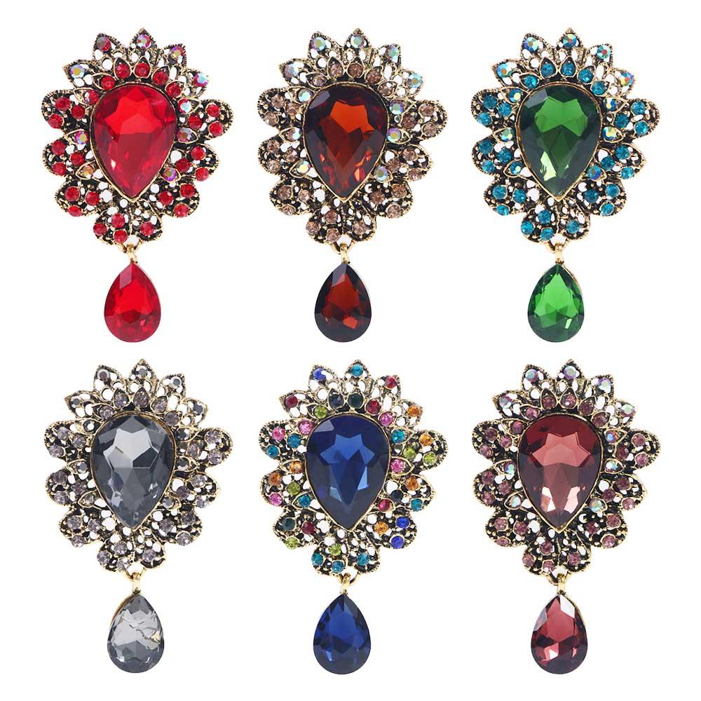 Wedding Big Water Drop Dress Crystal For Women Corsage Brooch Pins Fashion Accessories Jewelry