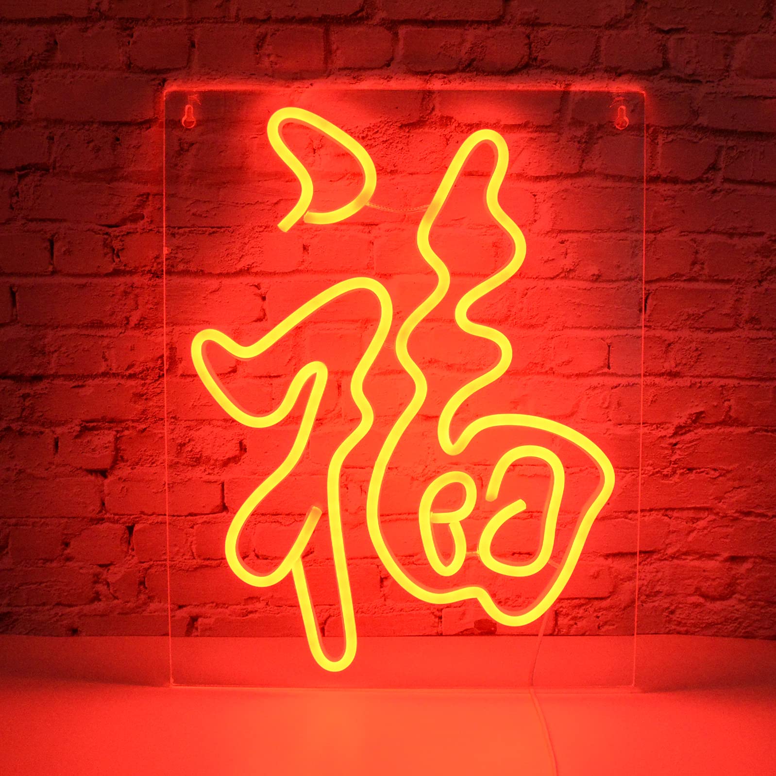 

IMEGINA [Fuku] Neon Sign, LED Interior Light, USB Powered, Wall Hanging Decor, Acrylic Panel, Perfect for Rooms, Living Rooms, Restaurants, Bars,