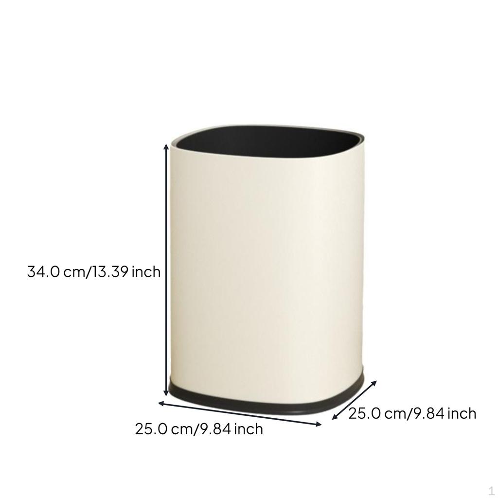 Trash Can, Smudge Resistant, SpaceEfficient, Kitchen, Bathroom, Bedroom Cream White 8L