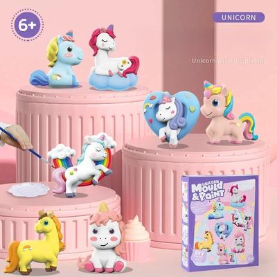 Niños Creativo DIY Molde de Yeso Juego Completo Pintura Manual Colorante Pigmento Unicornio Pastel Animal Arte Graffiti Mini Juguetes
