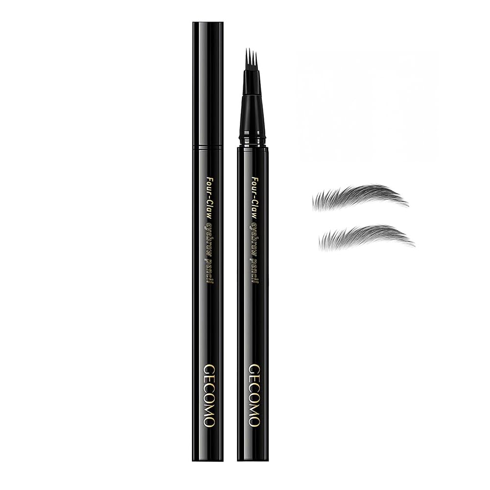 GECOMO Eyebrow Liner Eyebrow Pencil - Ultra-fine, four-pronged tip, smudge-proof, waterproof, multi-functional eyebrow pencil for filling in brow