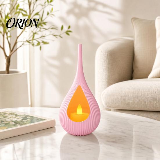 Small Space Candle Holder Compact Size Candlestick, Vertical Grain Texture Holder, Water Drop Shape Modern Decorative Candlestick 3D Printed