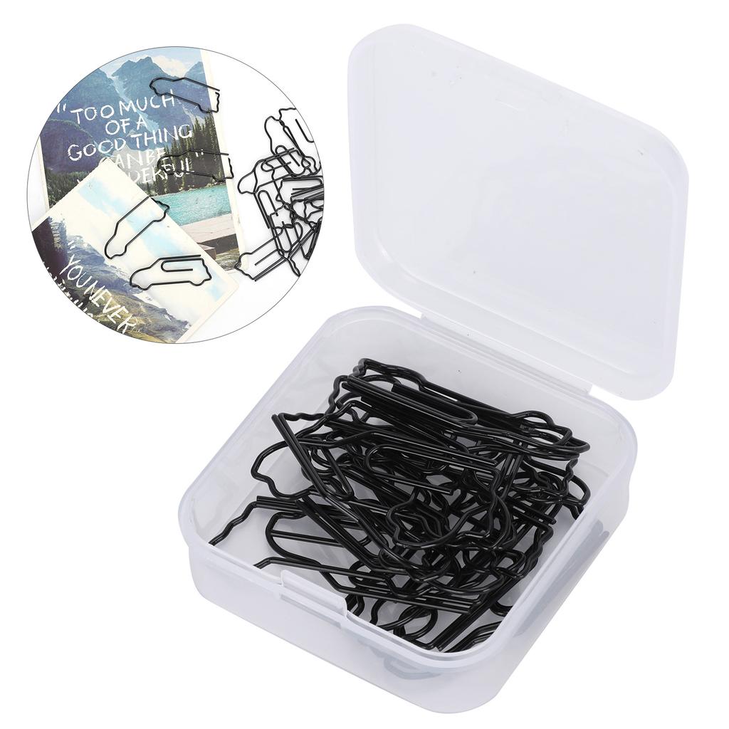 30Pcs Assorted Paperclip Car Shape Creativity Metal Modeling Craft Decoration Supplies Black