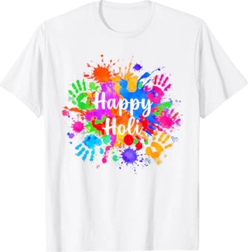 Happy Holi 2026 for Women Men Kids Color India Hindu Gifts T-Shirt 2XL