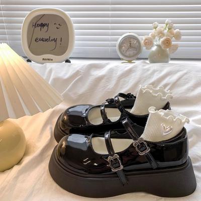 Big Head Muffin Thick-soled Mary Jane Single Shoes Women's 2025 Spring New Retro Japanese Heightening Skirt Small Leather Shoes