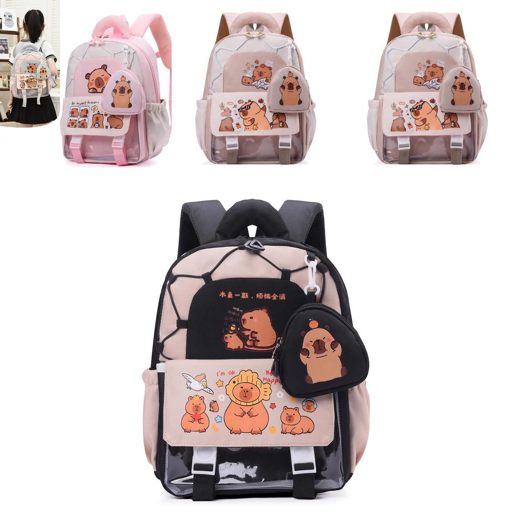 Kids School Backpack With Fun Cartoon Capybara And Load Reducing Features For Childrens Daycare