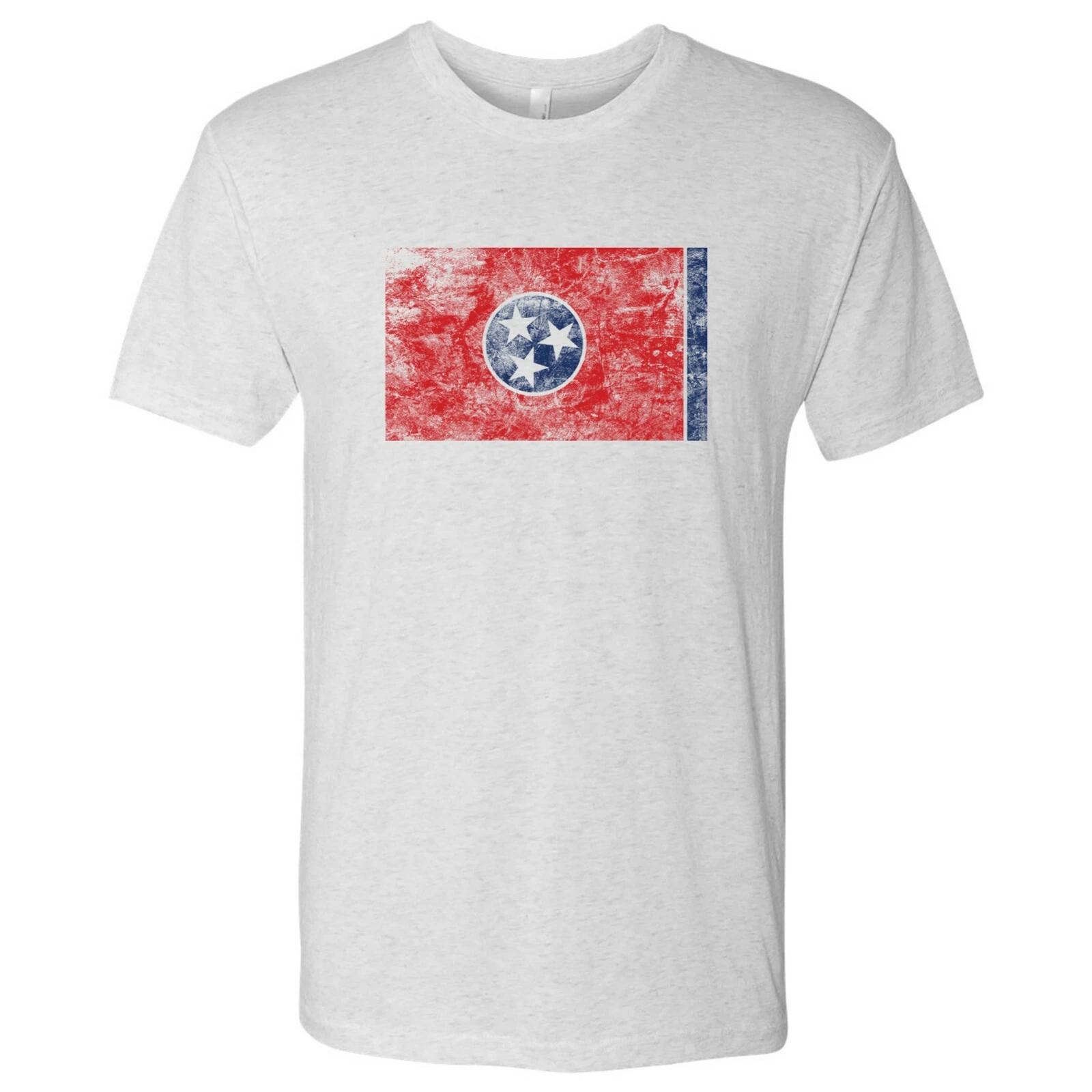 Tennessee Flag State Pride Triblend Mens T-Shirt - Heather White 2XL