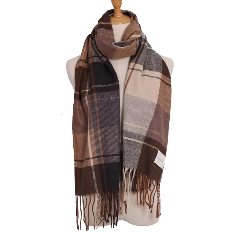 Scarf Women Luxury Plaid Warm Travel Scarf Cashmere Winter Pashmina With Tassel Shawl Wraps Bufanda Long Casual New