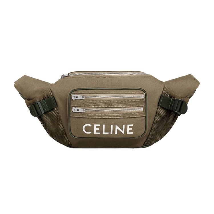

Celine Logo Print Multi-Zipper Nylon Fabric Chest Bag Crossbody Waist Bag Large Men Bags Khaki-Green 198682DO8-15KH Basic Set (Bag+Dust Bag)