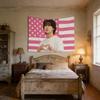 Han Jisung Pink American Flag Tapestry Finger Heart Wall Decor Durable Polyester Ideal Stray Kids Fan Gift  Art