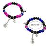 2pcs Guitar Star Pendant Bracelet Magnetic Heart Couple Hip Hop Elastic Beaded Bracelets for Men Women Jewelry Gift