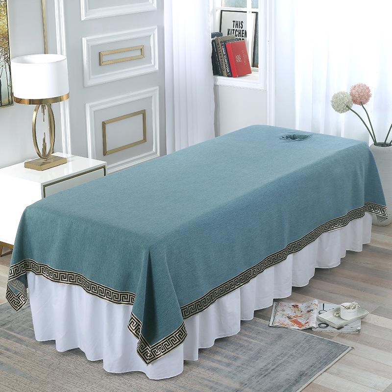 Thickened Cotton Linen Massage Bed Sheet - Solid Color