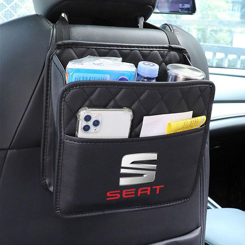 djbf10 Car Seat Storage Bag Pu Leather Cup Pockets Stowing Tidying For Seat Leon Ibiza Alhambra Exeo Altea Arona Mii IBL Car Accessorie