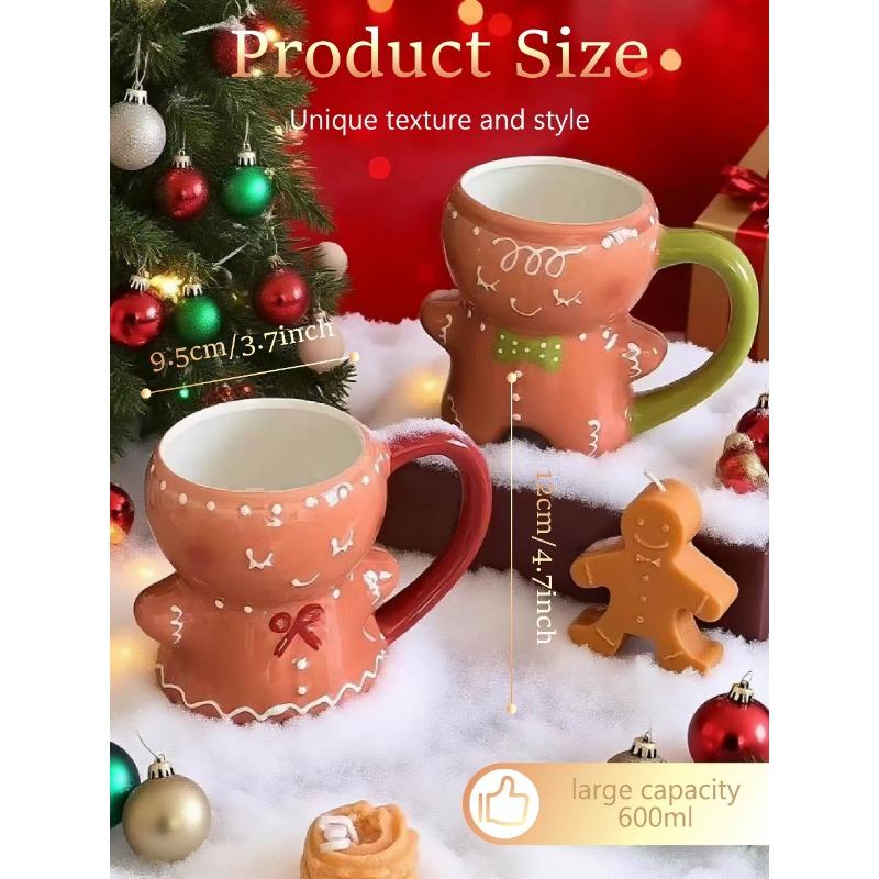 Niedlicher Lebkuchenmann Becher | Weihnachtlicher Keramikbecher für heiße Schokolade & Kaffee