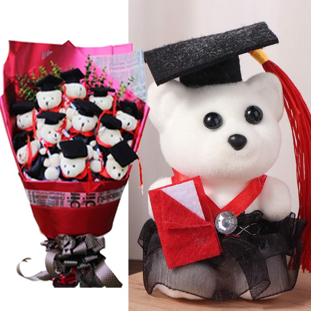10 pcs/set Graduation Season Graduation Bear Doll Bouquet Bachelor Bear Plush Toy Birthday Gift