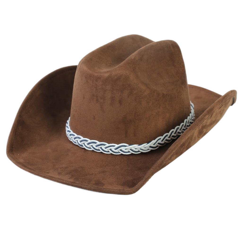 Beliebter europäischer und amerikanischer Stil Wildleder Western Cowboyhut für Männer und Frauen einfacher und modischer Hut mit breiter Krempe Jazzhut