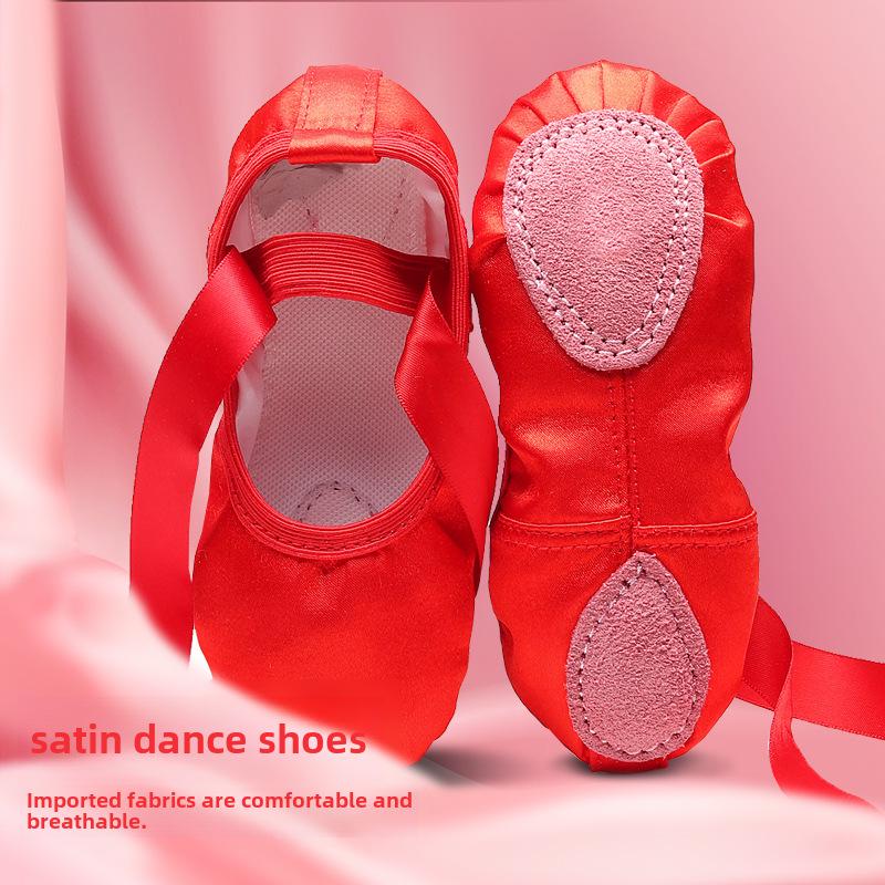Girls' Satin Strap Dance Shoes - Cat Claw Ballet Pointe Shoes
