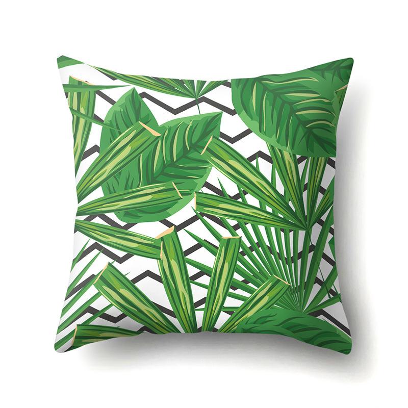 Polyester Pillow Case Nordic Ins Style Plant Flower Print Peach Leather Velvet Cushion Cover Car Waist Cushion Cover