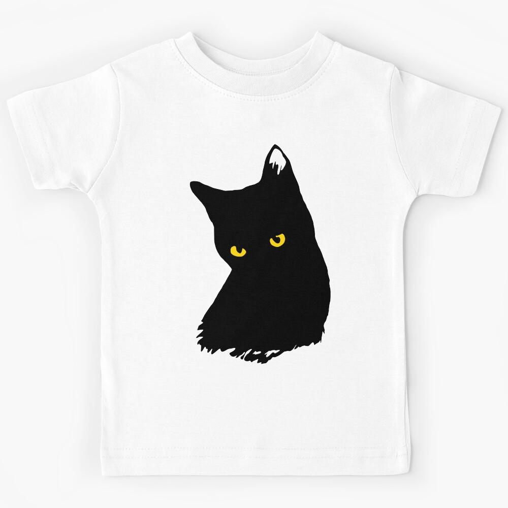 Black Cat with Yellow Eyes Kids T-Shirt 100