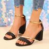 Fashion Fashion Women Sandals 2025 New Low Heels Casual Shoes Woman Sexy Open Toe Summer Square Female Ankle Strap Cover Sandals Women