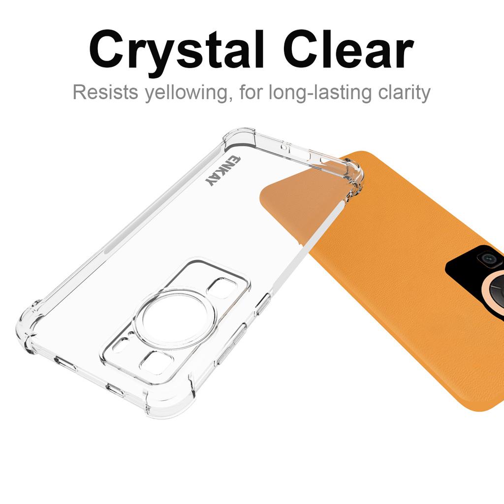 ENKAY HAT PRINCE For Huawei P60 Drop-proof Clear TPU Phone Cover Transparent Phone Case with Anti-slip Strip Edge