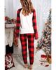 Azura Exchange Plaid Raglan Sleeves Top and Drawstring Pants Lounge Set