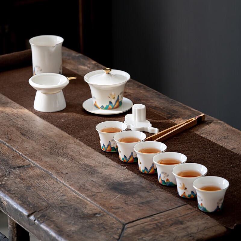 Guanshan Auspicious Crane 12-Piece Tea Set