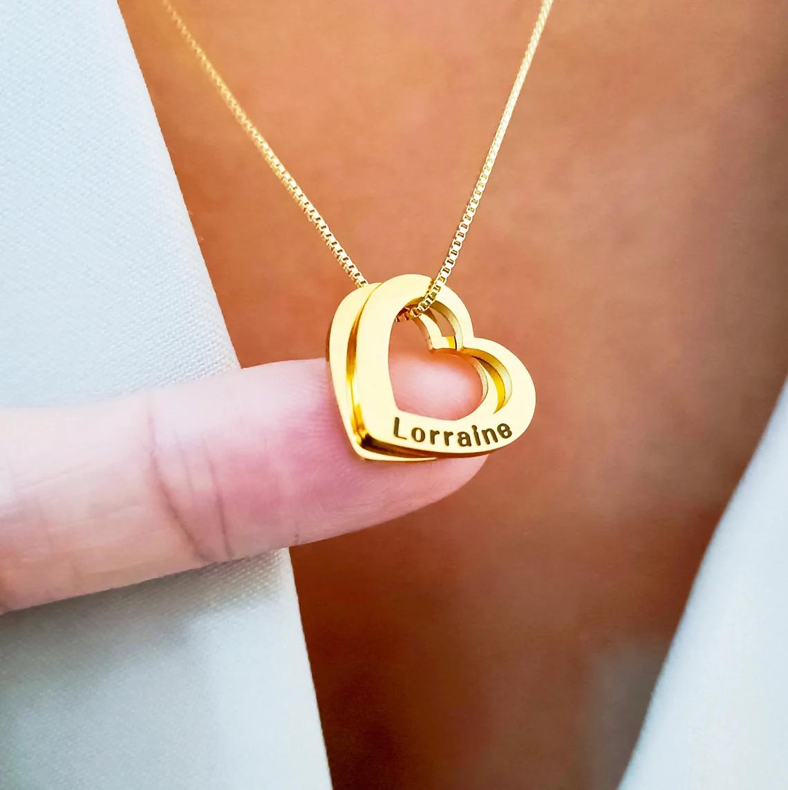 

Name Necklace For Women Stainless Steel Heart Carving Pendant Family Jewelry Choker Girlfriend Gift Bijoux Femme 1 pendant&35cm For kids серебряный