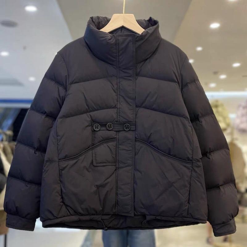 Down jacket short three-button bread jacket casual jacket stand-up collar white duck down warm fashion jacket