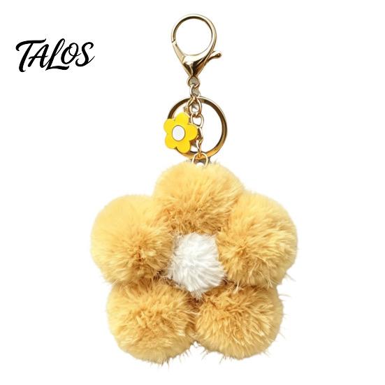 Fluffy Flower Bag Charm Plush Keychain for Backpack, Fuzzy Floral Keyring Ornament Charm, Women Girls Handbags Decorative Accessory Backpack