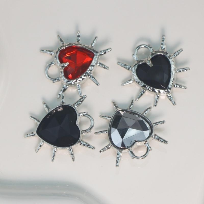 Elegant Heart Shaped Rhinestones Earrings And Necklace Pendant Set Alloy Jewelry Craft Findings Punk Accessories