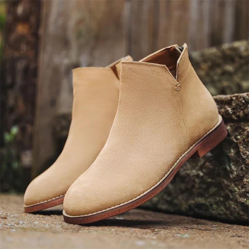 Italienische Herren Echtleder Chelsea Boots 2024Klassische Mode High-top Chelsea Businessschuhe Marke Bequeme Outdoor Stiefeletten