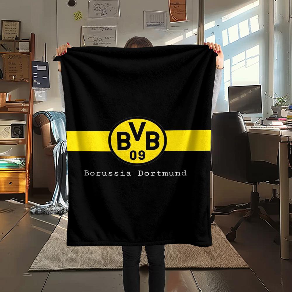 1 szt. Koc Flanelowy z Nadrukiem Borussia Dortmund Wysokiej Jakości Ciepły Komfortowy Pokrowiec na Wszystkie Pory Roku Idealny na Prezenty Wystrój Domu