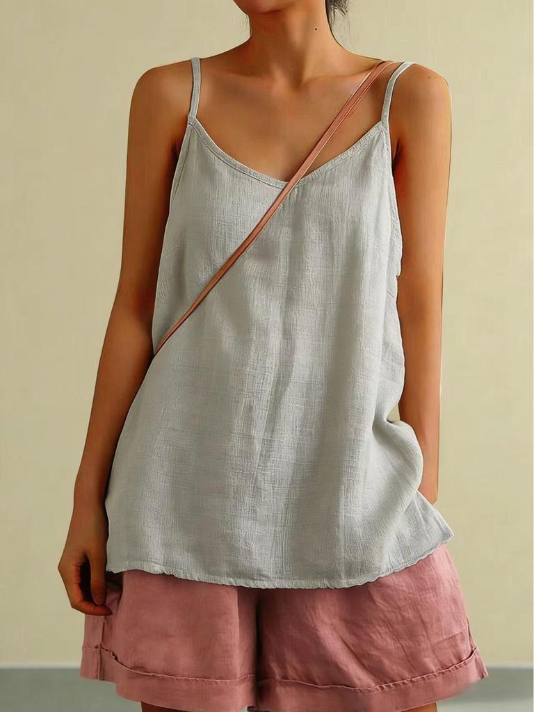 2025 Damen Sommer Baumwolle Leinen Ärmelloses Tanktop - Lockere Passform, Basic & Vielseitiger Stil