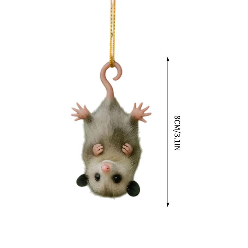 Fun Car Pendant Hanging Ornament Realistic Animal Upside-Down Opossum Rearview Mirror Hanging Decor Accessories
