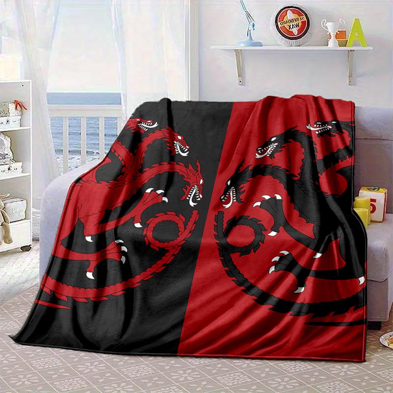 Thrones Dragon Fire And Blood Blanket Flannel Blanket for Bed, Sofa, Camping, Hiking, Picnic Essentials, Gift for Family Fan Gifts