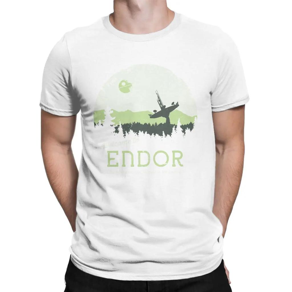 Men T-Shirt Welcome To Endor Star Wars Casual Pure Cotton Tees Short Sleeve Disney T Shirt Round Collar Clothes Printed