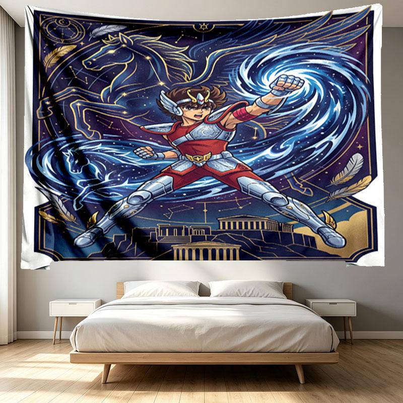 Saint Seiya Print Tapestry - Portable Wall Decor Cloth, for Home, Dorm, Travel, Bedroom, Living Room - Ideal Birthday Housewarming Gift