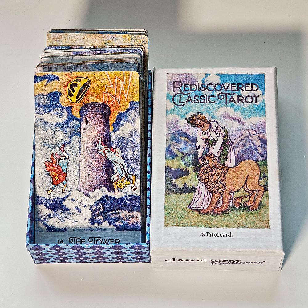 Rediscovered Classic Tarot Deck 12*7cm 78 Pcs Tarot Cards Drawn with Ball Pens Printed On 350GSM Double-embossed Cardstock