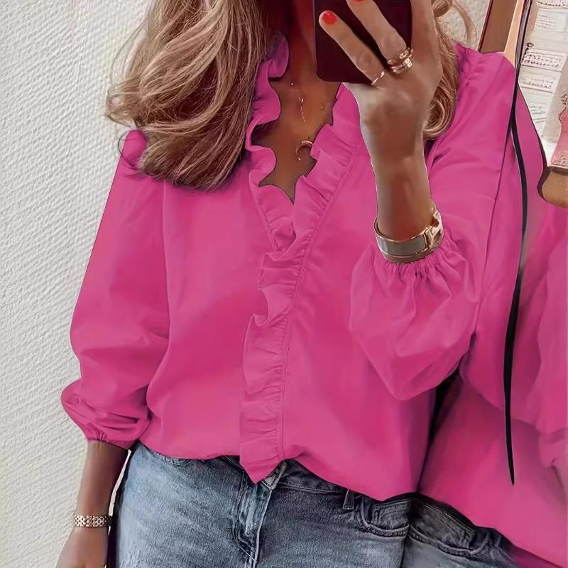 Women's clothing Spring, summer, autumn and winter ruffle shirt Women's shirt Loose foreign style Commuter