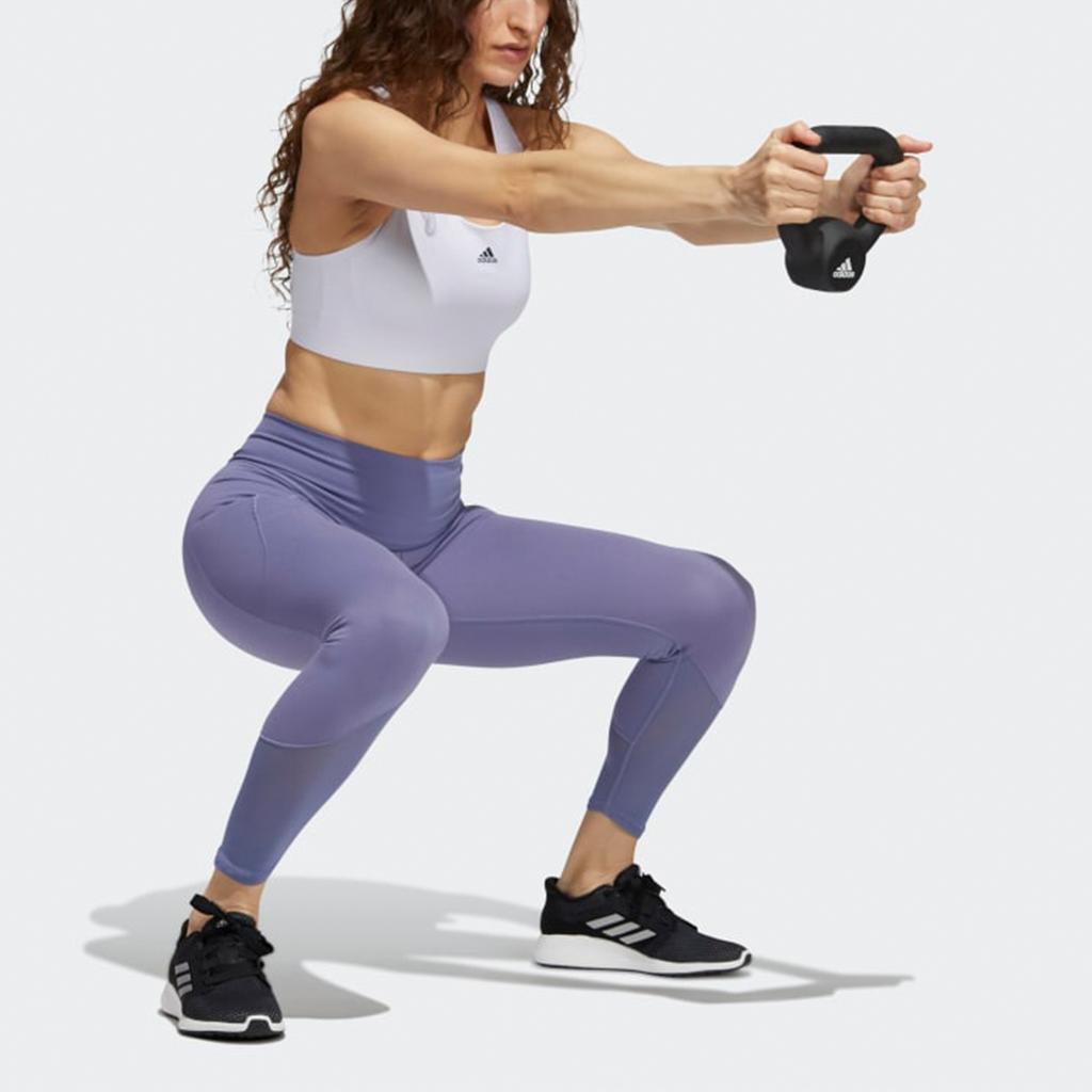 Adidas 7/8 Yoga Power Mesh Training Pants Women Bottoms Purple GR8097