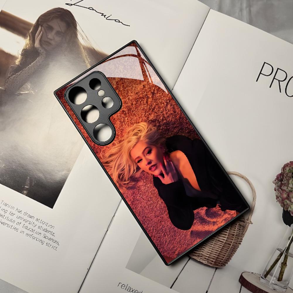 Christina Maria Aguilera Phone Case For Samsung Galaxy S26 S25 S24 S23 S22 S20 S21 Edge Ultra Plus Fe Colored Silver Cover