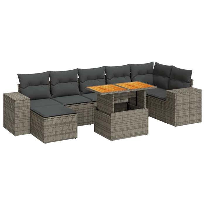 VidaXL Garden Lounge Set 8 Pcs with Grey Cushions Wicker 3327406