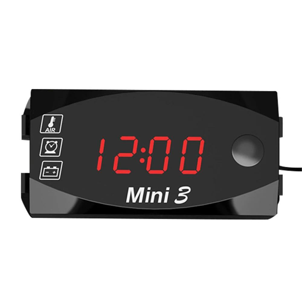 Motorcycle  Meter 3 in 1 Digital Time Clock Thermometer  Voltage Voltmeter IP67 Waterproof Tester Battery Moniter Gauge