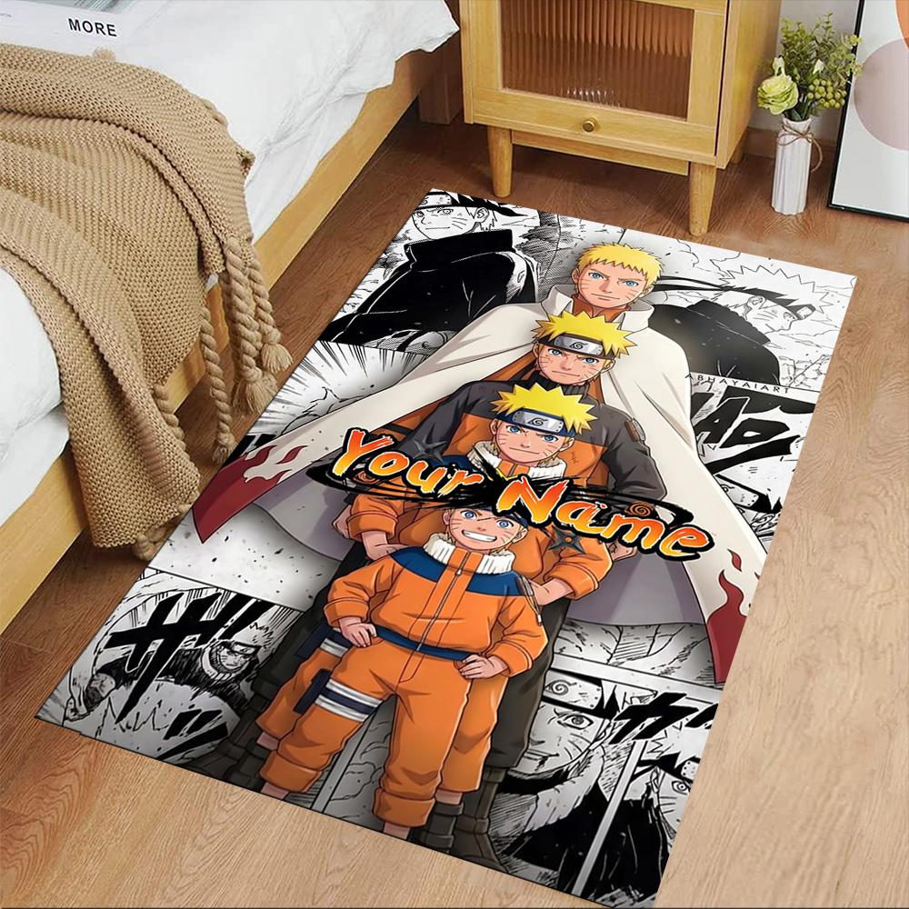 Naruto Character Personalized Text Area Rug Suitable for Outdoor Study room Living Rooms Foyer Anti-slip Rug Anime Office Decor Best for Christmas