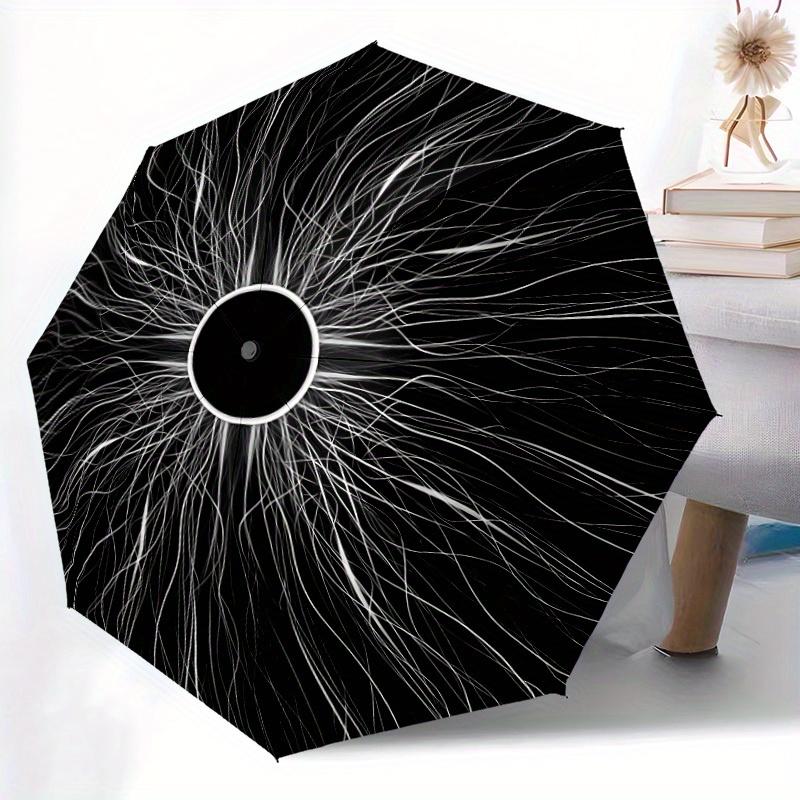 

1pc Electric Current Pattern Automatic Opening/Closing Umbrella with Auto Open/Close, Windproof, Foldable Sunshade, Perfect Gi (as the picture,iron&8K)