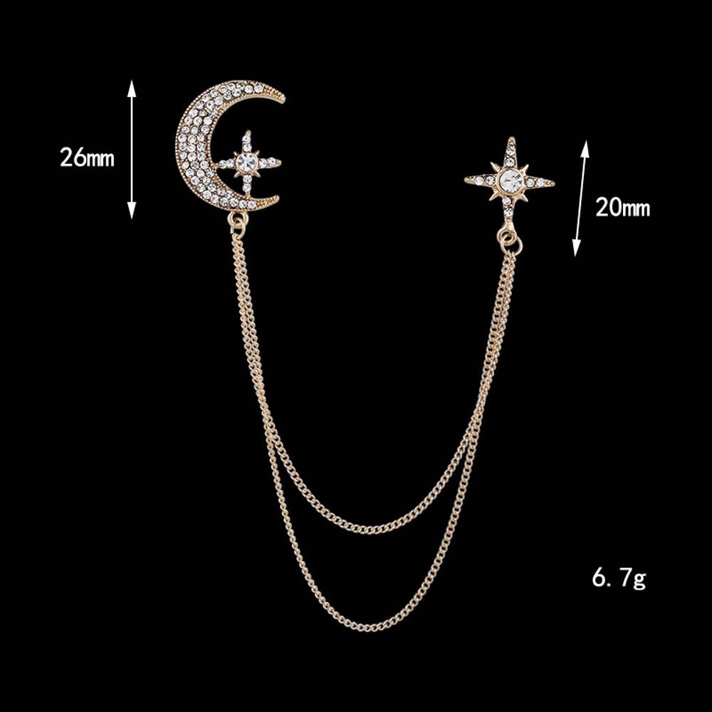 Shirt Brooch Badge Tassel Chains Women Brooches Chain Brooches Pins Star Moon Brooch Korean Style